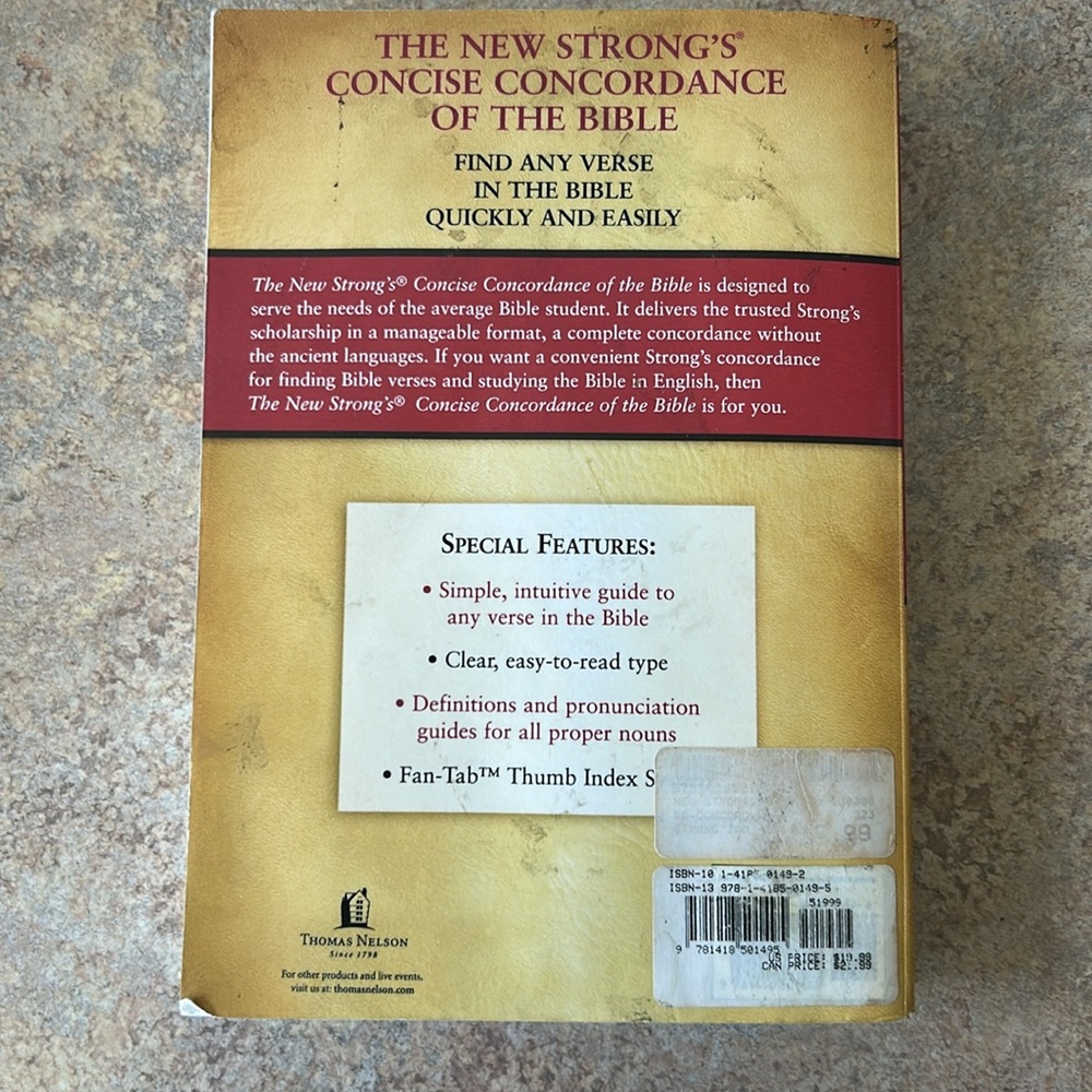 5/$25 Strong’s Concise Concordance of the Bible Paperback 2005 - Picture 3 of 3